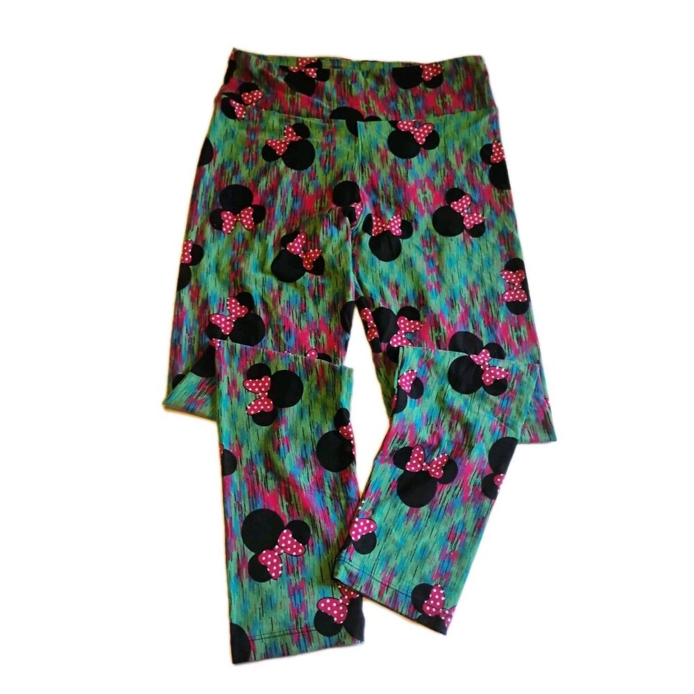 LuLaRoe Disney Minnie Mouse Neon Abstract Bow Leggings OS NWOT Y2K